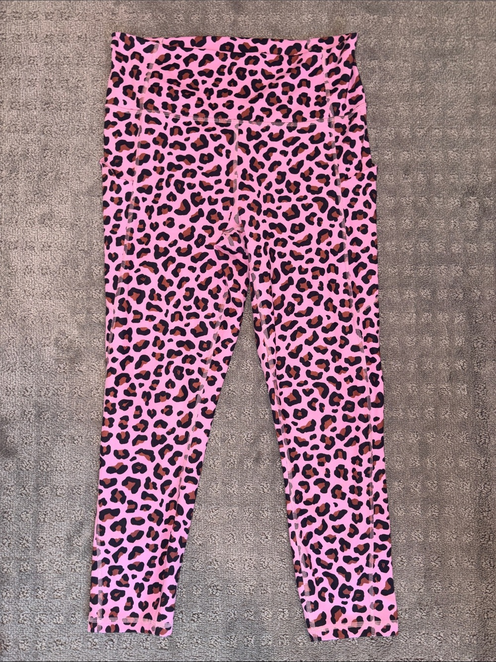Fabletics Pink Leopard Print Kids Leggings